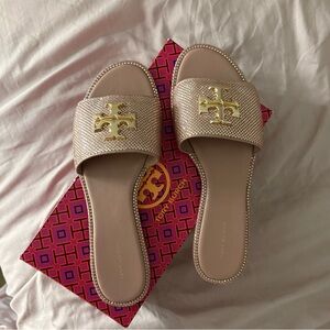 Tory Burch Gold Logo Pink Sandals